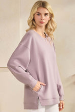 Load image into Gallery viewer, Yelete Soft Cotton Modal Long Sleeve Top With Pockets in Dusty Purple