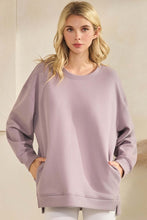 Load image into Gallery viewer, Yelete Soft Cotton Modal Long Sleeve Top With Pockets in Dusty Purple