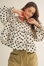 Load image into Gallery viewer, LovLov Contrasting Polka Dot Flowy Boho Top in Ivory