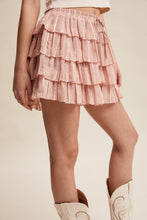 Load image into Gallery viewer, Listicle Lace Detailed Tiered Ruffle Shorts in Rosewood