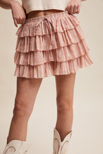 Load image into Gallery viewer, Listicle Lace Detailed Tiered Ruffle Shorts in Rosewood