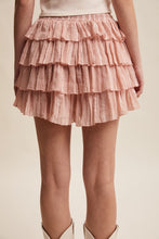 Load image into Gallery viewer, Listicle Lace Detailed Tiered Ruffle Shorts in Rosewood