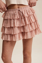 Load image into Gallery viewer, Listicle Lace Detailed Tiered Ruffle Shorts in Rosewood