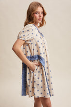 Load image into Gallery viewer, Listicle Polka Dot Ruffle Mini Dress in Dusty Blue