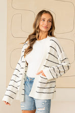 Load image into Gallery viewer, Sew in Love Striped Knit Cardigan in Off White/Black