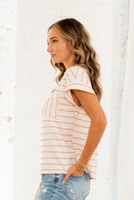 Load image into Gallery viewer, Sew in Love Striped Casual Top in Ivory/Peach