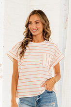 Load image into Gallery viewer, Sew in Love Striped Casual Top in Ivory/Peach