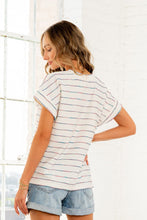 Load image into Gallery viewer, Sew in Love Striped Casual Top in Ivory/Teal