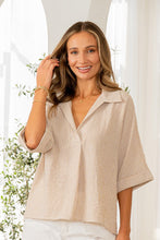 Load image into Gallery viewer, Sew in Love Boxy Striped Top in Taupe/White