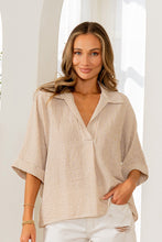 Load image into Gallery viewer, Sew in Love Boxy Striped Top in Taupe/White