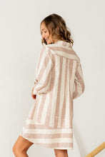 Load image into Gallery viewer, Sew in Love Vertical Striped Dress in Oatmeal/Taupe