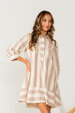 Load image into Gallery viewer, Sew in Love Vertical Striped Dress in Oatmeal/Taupe