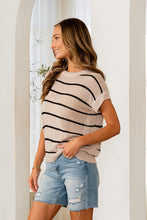 Load image into Gallery viewer, Sew in Love Vertical Striped Knit Top in Oatmeal/Black