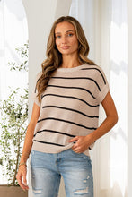 Load image into Gallery viewer, Sew in Love Vertical Striped Knit Top in Oatmeal/Black