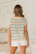 Load image into Gallery viewer, Sew in Love Vertical Striped Knit Top in Natural/Aqua