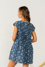 Load image into Gallery viewer, Sew in Love Denim Floral Mini Dress in Denim Blue