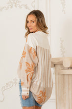 Load image into Gallery viewer, Sew in Love Button-Down Floral and Stripe Printed Top in Burnt Orange