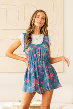 Load image into Gallery viewer, Sew in Love Floral Denim Romper in Denim/Mauve
