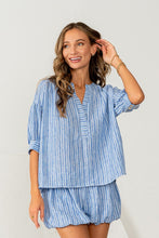 Load image into Gallery viewer, Sew in Love Striped Top and Short Set in Denim/White