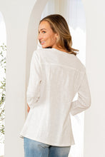 Load image into Gallery viewer, Sew in Love Slub Knit Top with Floral Embroidery in Off White