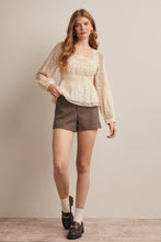 Load image into Gallery viewer, Forte Lace Peplum Long Sleeve Blouse in Ecru