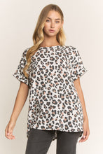Load image into Gallery viewer, Heimish Leopard Print Ribbed Knit Top in Off White/Taupe