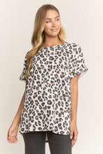 Load image into Gallery viewer, Heimish Leopard Print Ribbed Knit Top in Off White/Taupe