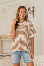Load image into Gallery viewer, Sew in Love Textured Striped Top in Mocha/White