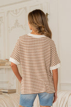 Load image into Gallery viewer, Sew in Love Textured Striped Top in Mocha/White