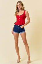 Load image into Gallery viewer, Doe & Rae FITTED Button Front Peplum Top