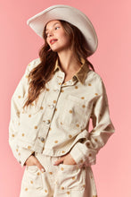 Load image into Gallery viewer, Peach Love Polka Dot Utility Jacket With Contrast Collar in Cream Tan