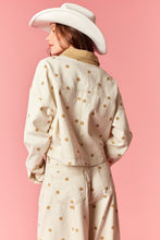 Load image into Gallery viewer, Peach Love Polka Dot Utility Jacket With Contrast Collar in Cream Tan