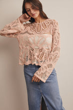 Load image into Gallery viewer, Forte Crochet Floral Pattern Sweater in Blush