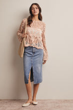 Load image into Gallery viewer, Forte Crochet Floral Pattern Sweater in Blush