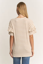 Load image into Gallery viewer, Heimish Textured Knit Striped Top in Cream/Mocha