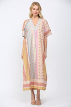 Load image into Gallery viewer, FATE Mixed Patchwork Print Kaftan Style Dress in Beige Multi