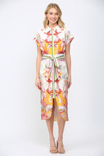 Load image into Gallery viewer, FATE Botanical Scarf Print Midi Dress in Cream Multi