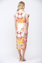 Load image into Gallery viewer, FATE Botanical Scarf Print Midi Dress in Cream Multi