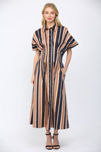 Load image into Gallery viewer, FATE Contrasting Vertical Stripe Maxi Dress in Navy Multi