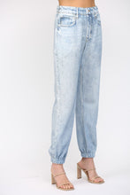 Load image into Gallery viewer, FATE SOFT Faux Denim Print French Terry Knit Joggers in Light Denim Blue