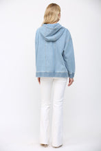 Load image into Gallery viewer, FATE Hooded Denim Pullover Top in Light Denim