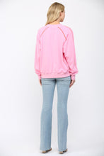 Load image into Gallery viewer, FATE Solid Color Sweatshirt with Contrasting Color Piping Detail in Bubblegum Pink