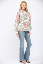 Load image into Gallery viewer, FATE Pastel Floral Print Knit Mock Neck Sweater in Soft Pink Multi