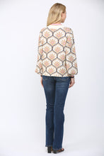 Load image into Gallery viewer, FATE Geometric Floral Motif Mock Neck Sweater in Cream Multi