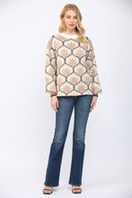 Load image into Gallery viewer, FATE Geometric Floral Motif Mock Neck Sweater in Cream Multi