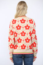 Load image into Gallery viewer, FATE Floral Pattern Jacquard Knit Crew Neck Sweater in Beige Multi