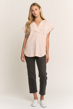Load image into Gallery viewer, Heimish Jacquard Striped Hooded Top in Cream/Rose