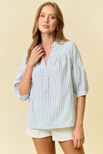 Load image into Gallery viewer, Doe & Rae Woven Striped Top in Light Blue