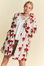 Load image into Gallery viewer, Davi & Dani Chunky Floral Embroidery Hooded Jacket in White