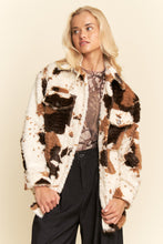 Load image into Gallery viewer, Davi & Dani Faux Fur Cowhide Shacket in Cream Brown